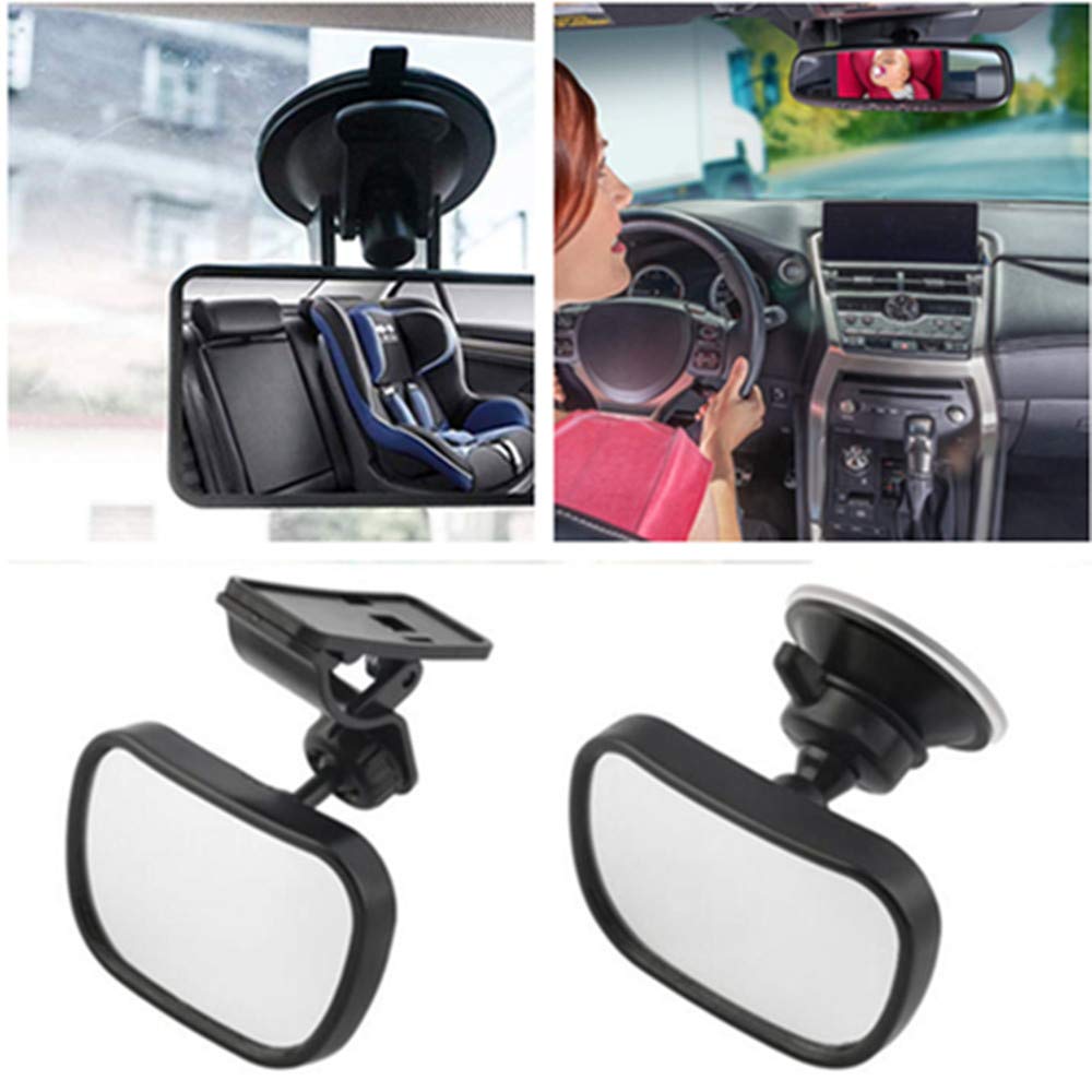 AISIBO Baby Car Mirror, Monitor Infant Child Mirror for Rear Facing Car Seat with Wide Clear View - Safety Shatterproof Rearview Mirror Adjustable Acrylic 360° for Back Seat(black)