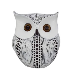 artgenius dots owl statue,small animal owl figurines for home office decor (white)