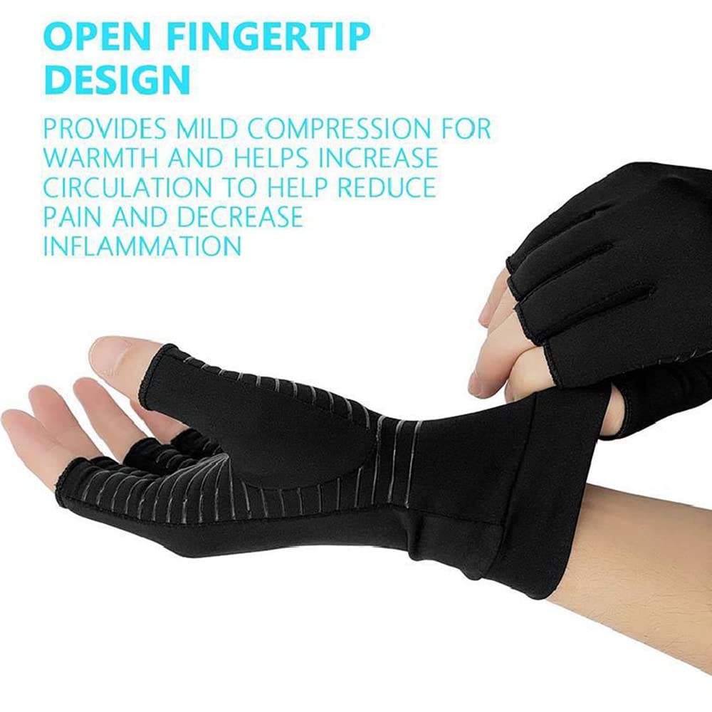 LTXB Fingerless Compression Gloves Copper Arthritis Gloves for Pain, Copper Gloves Compression Gloves for Carpal Tunnel Swelling Arthritis Pain Relief Gloves for Men and Women (M)