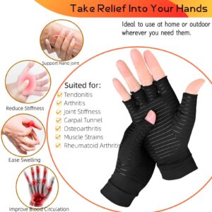 LTXB Fingerless Compression Gloves Copper Arthritis Gloves for Pain, Copper Gloves Compression Gloves for Carpal Tunnel Swelling Arthritis Pain Relief Gloves for Men and Women (M)