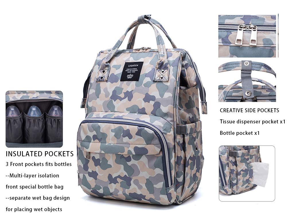 Starte Camo Diaper Bag Backpack, Large Multifunction Waterproof Travel Backpacks for Mom/Dad with Insulated Pockets&Stroller Straps,Durable Maternity Baby Nappy Bags