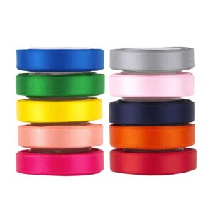 vatin solid color double sided polyester satin ribbon 10 colors 3/8" x 5 yard each total 50 yds per package ribbon set, perfect for gift wrapping, hair bow, trimming, sewing and other craft projects