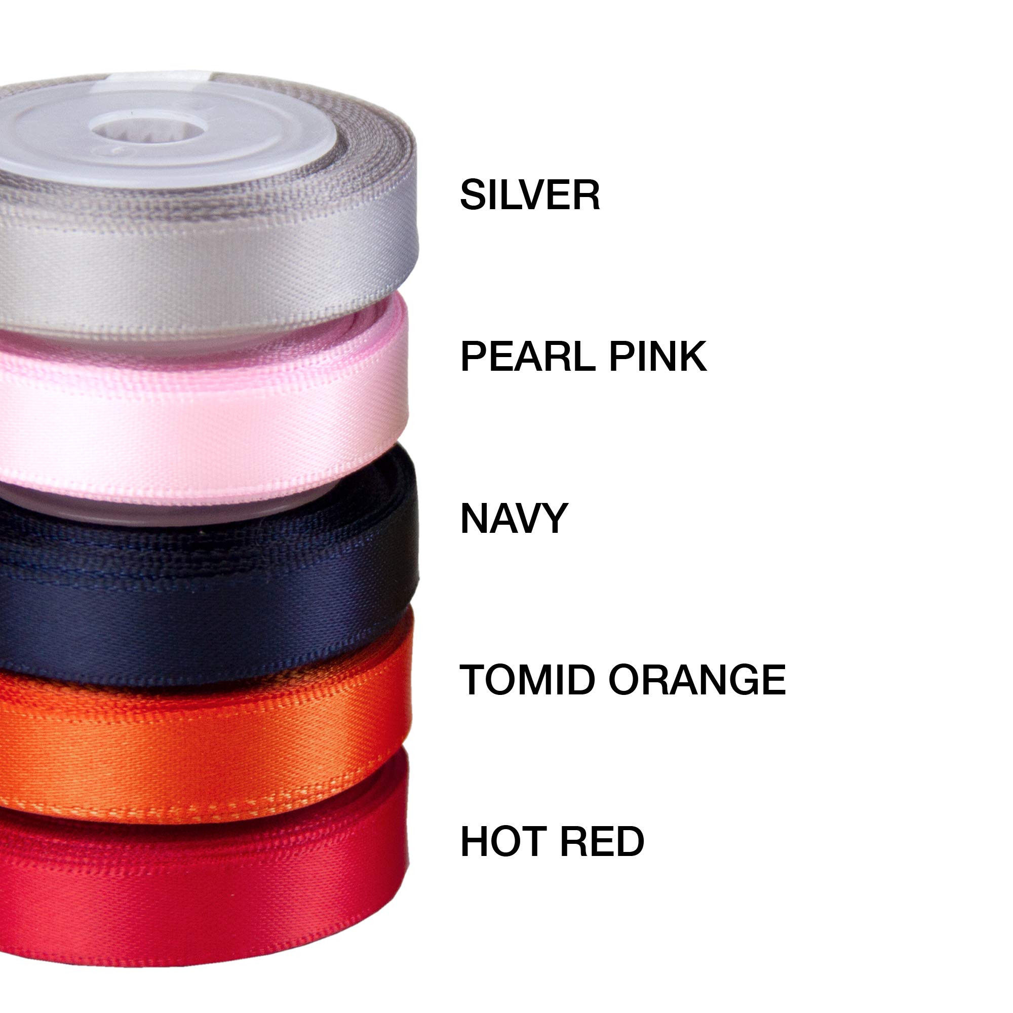 VATIN Solid Color Double Sided Polyester Satin Ribbon 10 Colors 3/8" X 5 Yard Each Total 50 Yds Per Package Ribbon Set, Perfect for Gift Wrapping, Hair Bow, Trimming, Sewing and Other Craft Projects