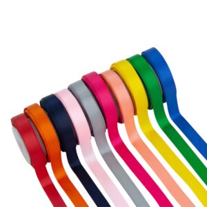 VATIN Solid Color Double Sided Polyester Satin Ribbon 10 Colors 3/8" X 5 Yard Each Total 50 Yds Per Package Ribbon Set, Perfect for Gift Wrapping, Hair Bow, Trimming, Sewing and Other Craft Projects