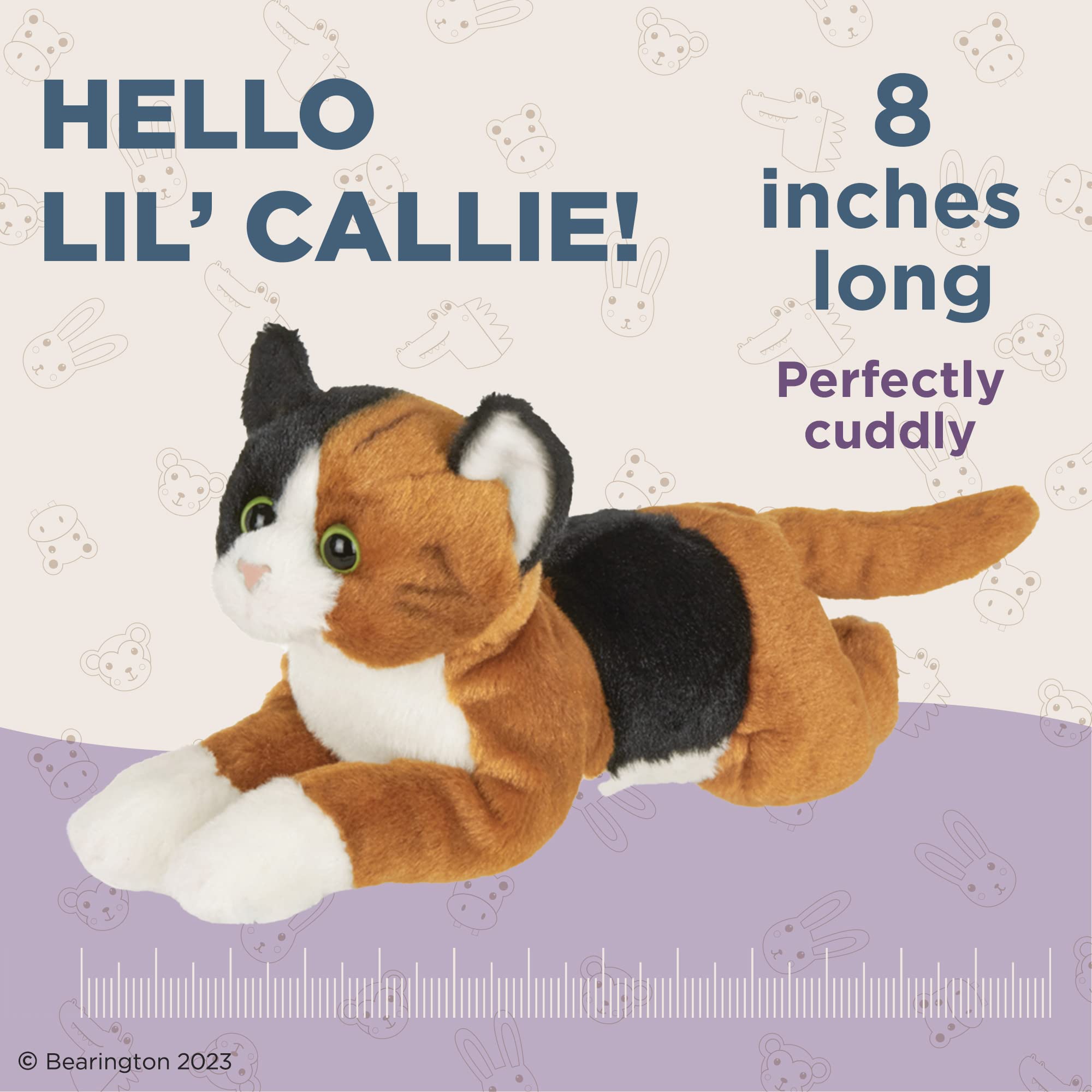 Bearington Lil' Callie Small Plush Stuffed Animal Calico Cat, Kitten 8 inch