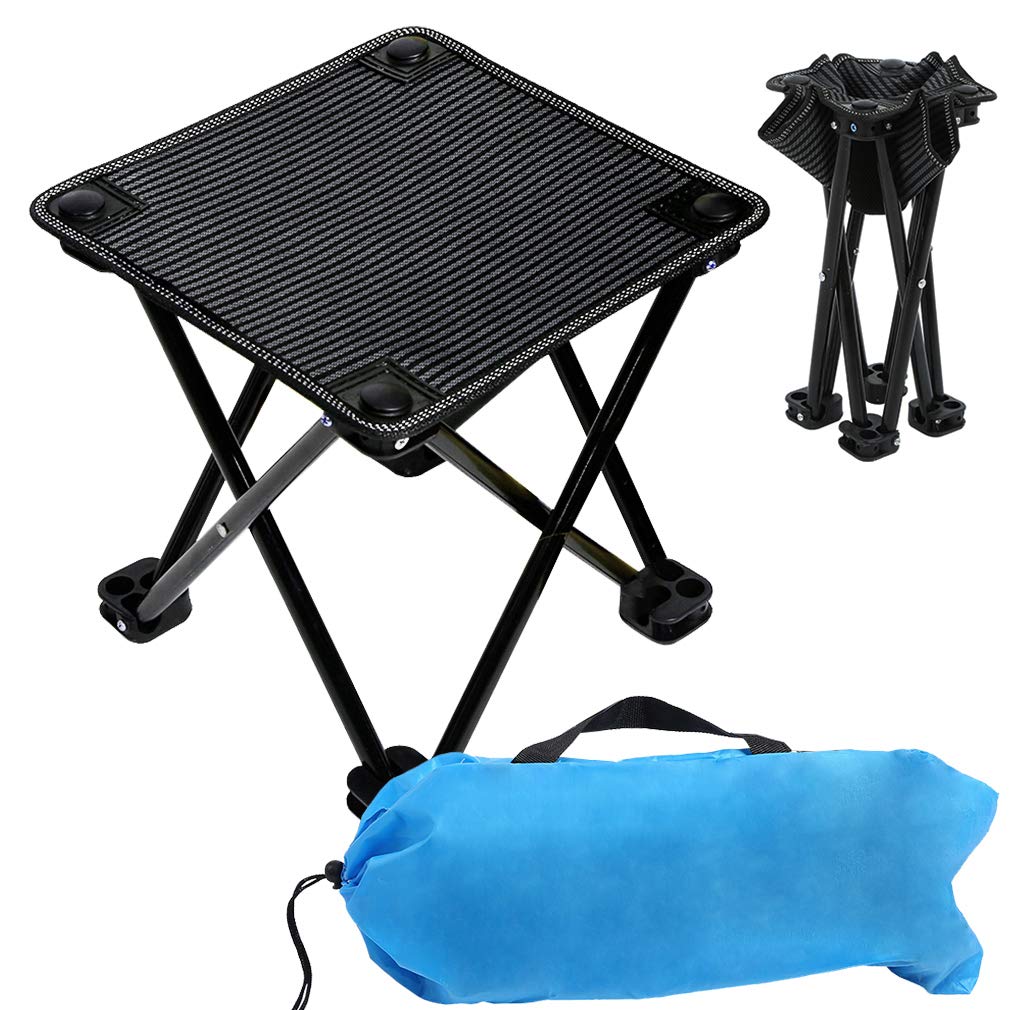 VeMee Compact Camp Stool, Mini Folding Stool, Folding Camping Stool, Folding Ultralight Portable Mini Outdoor Chair for Camping Fishing Hiking Picnic Gardening Beach Backpacking with Carry Bag