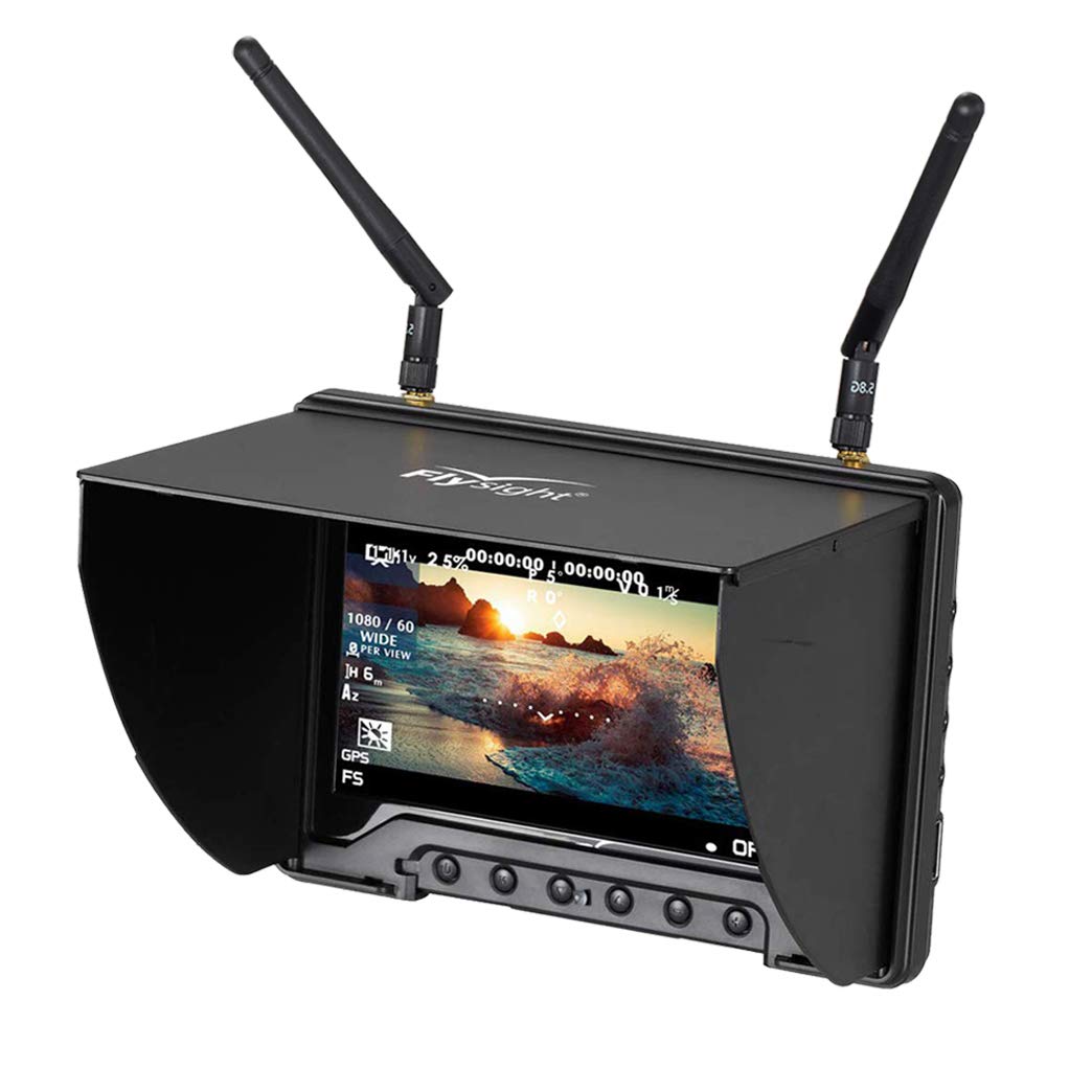BLACK PEARL 5.8Ghz FPV Monitor Flysight RC801 FPV Diversity Monitor7 Inch FPV Ground Monitor with DVR and HDMI Perfect FPV Performance Monitor for DJI Phantom Drone Inspire (RC801DSMA)