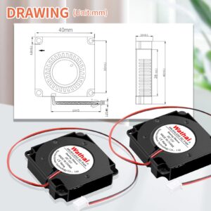 Wathai 4010 Blower Fan 12v Centrifugal Fan 40mm Computer Case Tiny Fan Micro Turbine 40x40x10 for DIY 3D Printer Cooling 2 Pack