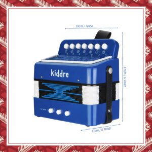 Kiddire Kids Accordion, 10 Keys Button Toy Accordion Musical Instruments for Children Kids Pre-Kindergarten Toddlers Beginners(Blue)