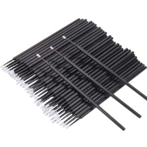 400 pcs micro applicator brushes disposable eyelash extension microswab mascara wands brush for lash remover brush tools black(head diameter 1.5mm)