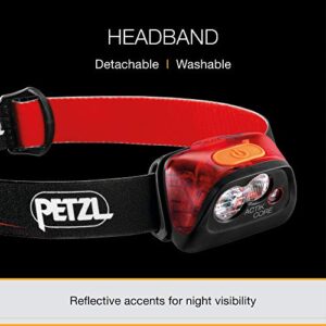 PETZL ACTIK CORE Headlamp - Rechargeable, Compact 450 Lumen Light with Red Lighting for Hiking, Climbing, and Camping - Black