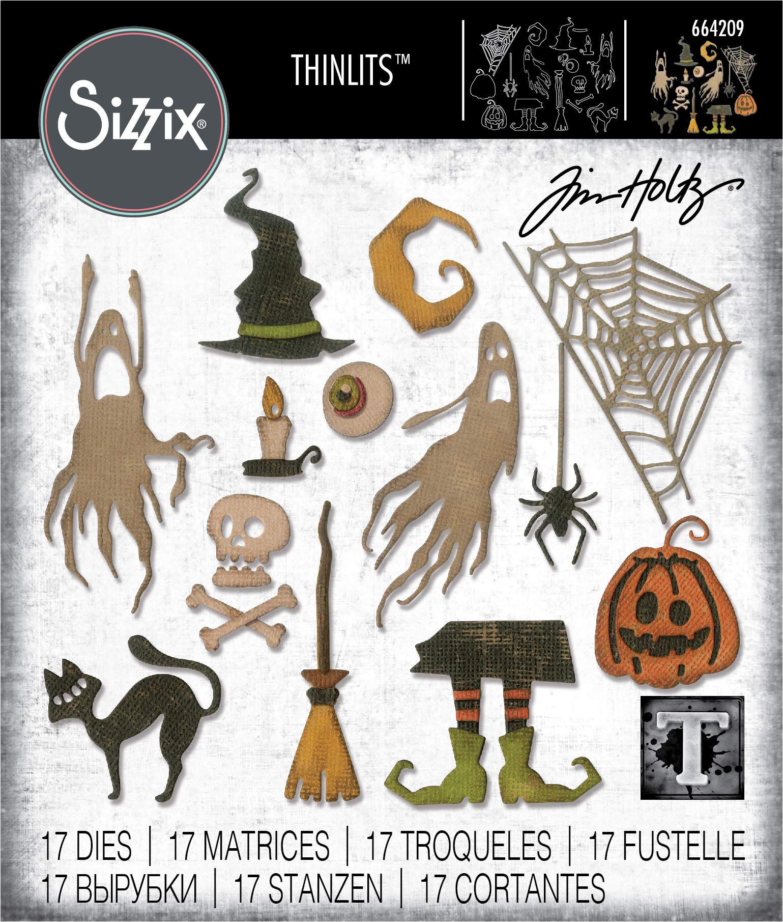 Sizzix Frightful Things Thinlits Die Set Tim Holtz, 17 Pack