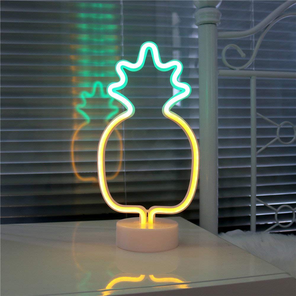 Pineapple Neon Signs, LED Neon Light Signs, Pineapple Neon Night Light for Luau Summer Party Children Kids Gifts Wall Art Bedroom Decorations Home Accessories Party and Holiday Decor Bedroom Office