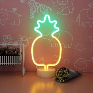 Pineapple Neon Signs, LED Neon Light Signs, Pineapple Neon Night Light for Luau Summer Party Children Kids Gifts Wall Art Bedroom Decorations Home Accessories Party and Holiday Decor Bedroom Office