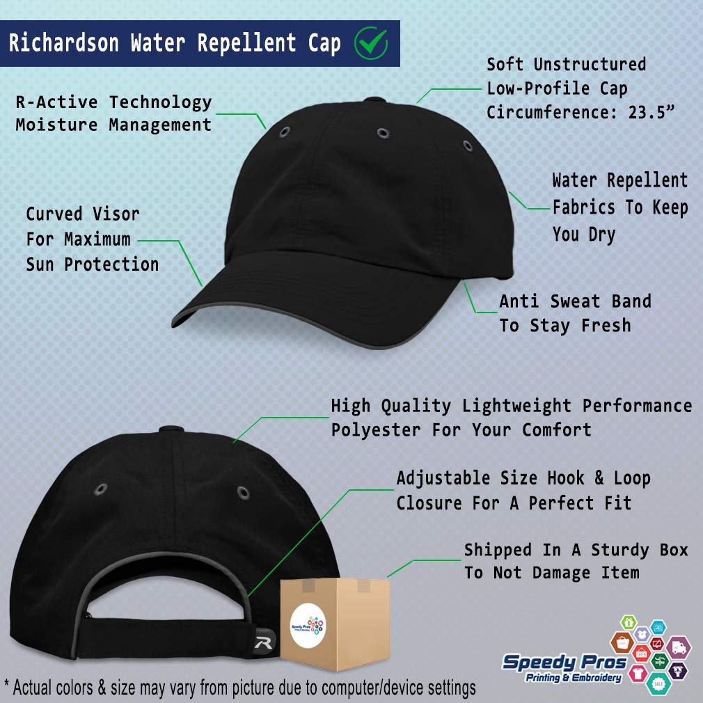 Custom Richardson Running Cap Rock Fish Embroidery Design Polyester Hat Hook & Loop Black/Charcoal Personalized Text Here