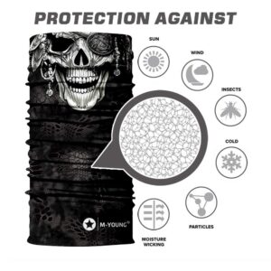 Skull Face Sun Mask Half,Bandanas,Neck Gaiter, Headwear, Headband for Fishing, Hunting,Yard Work