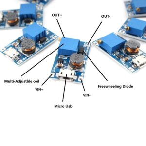 Eiechip dc to dc Step up Converter DC Voltage Regulator Voltage Converter Step Up dc Boost Converter USB Power Module Supply Module 2V-24V to 5V-28V 2A MT3608 Mico USB (Pack of 10)