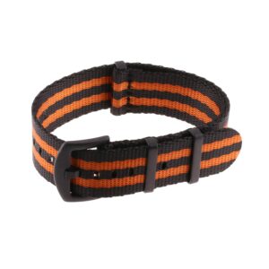 strapsco premium nylon seat belt wrap around watch band strap - black & orange (black buckle) - 20mm