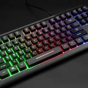 Rii Gaming Keyboard,87-Keys RGB Backlit Compact Keyboard,Silent Computer Keyboard,Wired Tenkeyless Keyboard for Laptop,PC,Windows,Mac