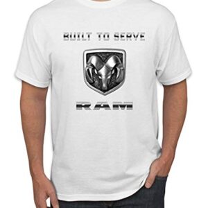 Dodge Ram Logo Retro Built to Serve USA Cars and Trucks Men's Graphic T-Shirt, White, Large