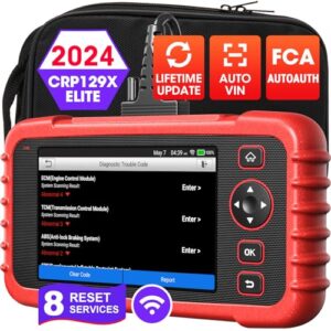 launch crp129x elite 2024 new obd2 scanner for car, fca autoauth, 8 reset oil/epb/sas/tpms/bms/throttle/dpf reset/injector coding, abs srs transmission engine scan tool, lifetime free update, auto vin