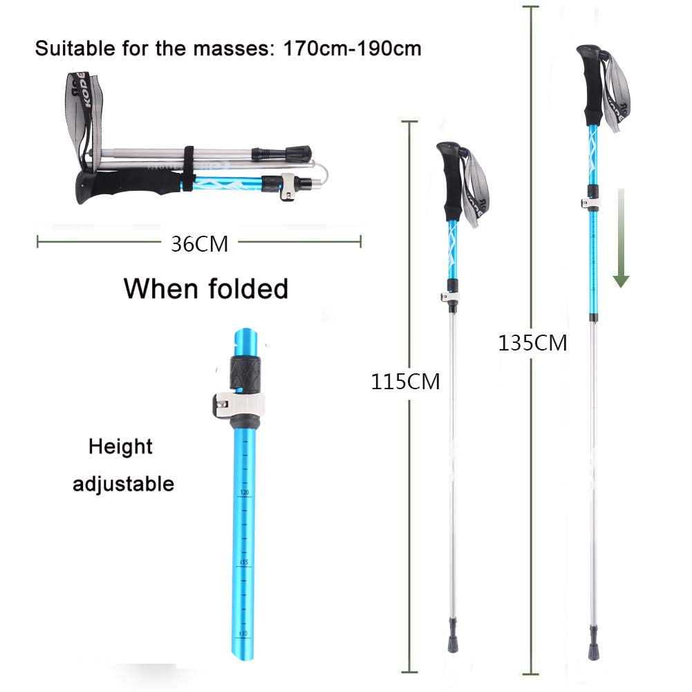 DOUDOU Trekking Poles- 2-pc Pack Adjustable Hiking Walking Sticks - Strong - Auminum Alloy 7075 Trekking Sticks Antishock and Quick Lock System Ultralight for Hiking Camping (Blue)