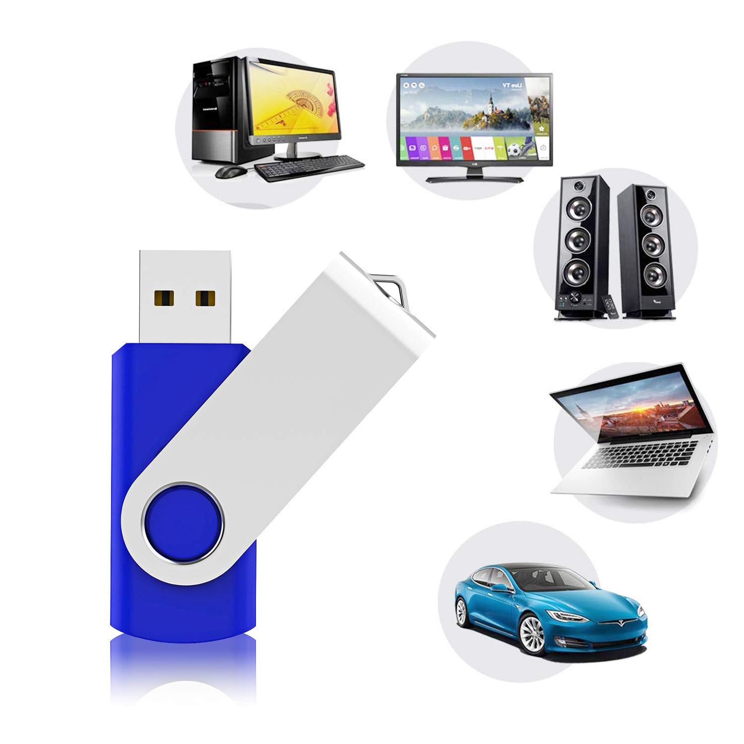 Custom Logo USB Flash Drives Thumb Drives Logo Personalized Flash Drive USB Drive Memory Stick Key Credit USB Drive - Bulk Flash Drives,Blue(2 GB, 200 Pieces)