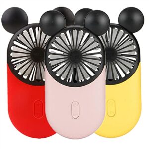 faydove cute personal mini fan, handheld& portable usb charging fan with beautiful led lights, 3 adjustable speeds, portable stand for indoor and outdoor activities, cute mouse fan