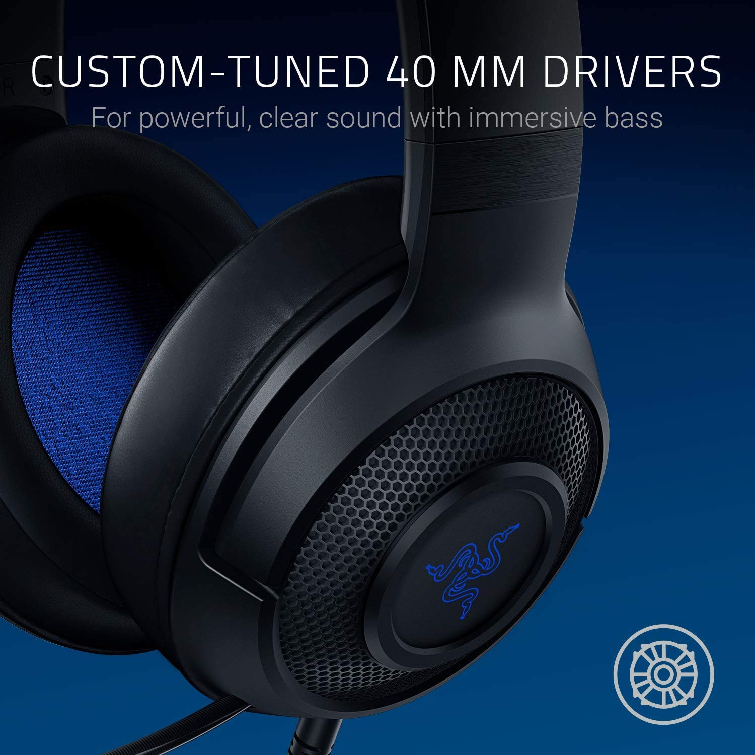 Razer Kraken X Ultralight Gaming Headset: 7.1 Surround Sound - Lightweight Aluminum Frame - Bendable Cardioid Microphone - for PC, PS4, PS5, Switch, Xbox One, Xbox Series X|S, Mobile - Black/Blue