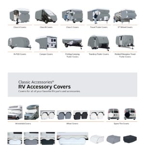 Classic Accessories Over Drive PolyPRO3 Deluxe Sloped Travel Trailer Cover, 19-21', Grey/Snow White