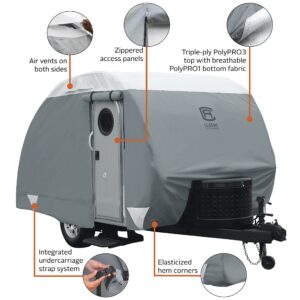 Classic Accessories Over Drive PolyPRO3 Deluxe Sloped Travel Trailer Cover, 19-21', Grey/Snow White