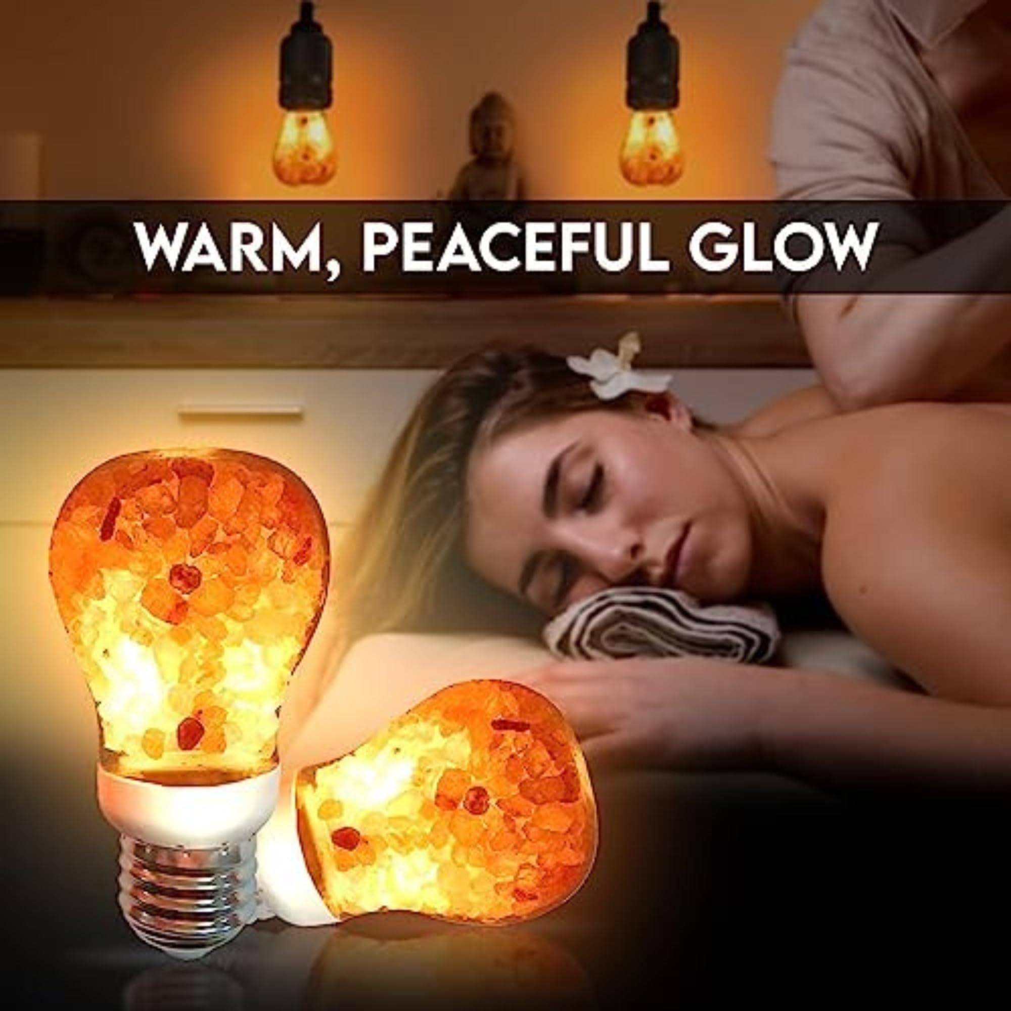 Himalayan Glow Salt Light Bulbs 60-Watt Equivalent, Warm Amber Glow, 7 watts, 2 Count (Pack of 1)