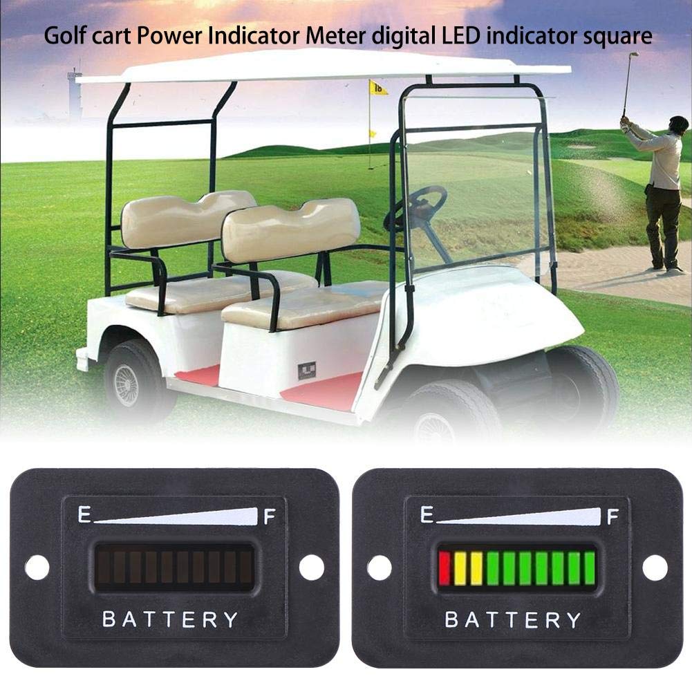 LED Battery Indicator, 12V/24V/36V/48V Led Digital Battery Indicator Meter Gauge with Hour Meter for Cart(36V)