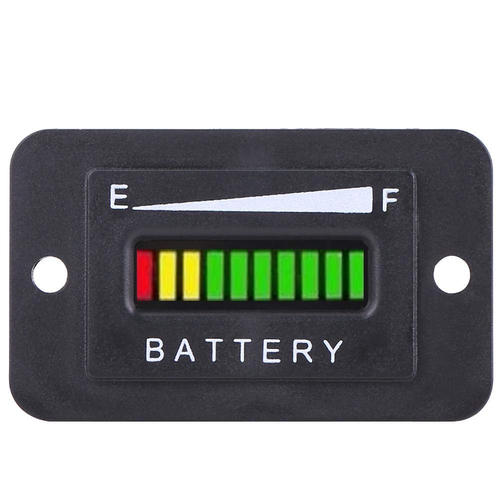 LED Battery Indicator, 12V/24V/36V/48V Led Digital Battery Indicator Meter Gauge with Hour Meter for Cart(36V)