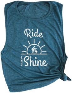 spunky pineapple ride and shine cycling class women's workout muscle tee sleeveless gym tee deep teal