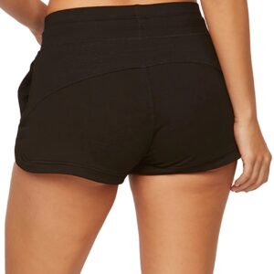 Colosseum Active Women's Junior Fit Four Way Stretch Micro French Terry Dolphin Lounge Short with Pockets (Black, Large)