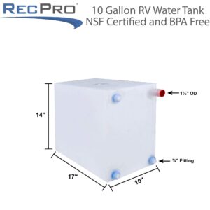 RecPro 10 Gallon RV Fresh Water Tank 17" x 14" x 10" | BPA Free | RV Water Tank | Gray Water | Made in America