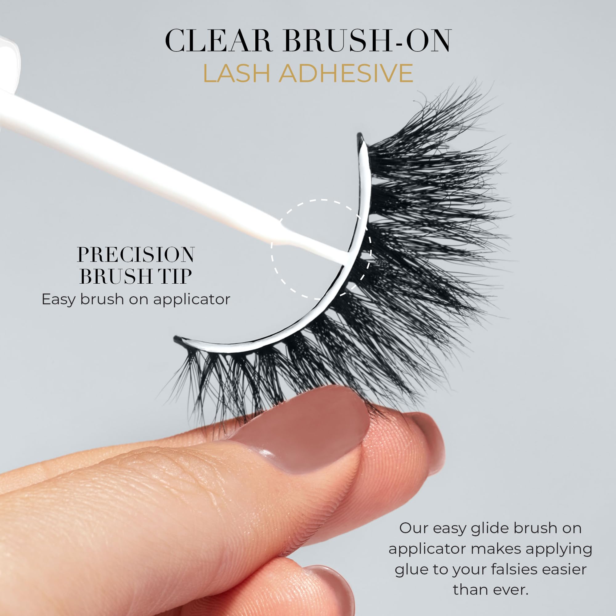 Lilly Lashes Clear Eyelash Glue, Brush On Lash Glue for False Eyelashes, Eyelash Extension Glue for Fake Eyelashes and Natural, Wispy Lashes, Clear Glue Lash Brush, Latex Free Lash Supplies