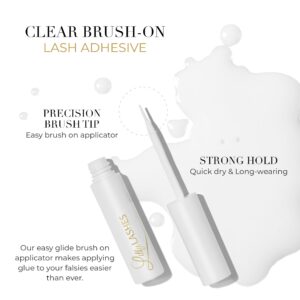 Lilly Lashes Clear Eyelash Glue, Brush On Lash Glue for False Eyelashes, Eyelash Extension Glue for Fake Eyelashes and Natural, Wispy Lashes, Clear Glue Lash Brush, Latex Free Lash Supplies