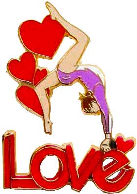 Love Hearts Gymnastics Pin - #1946