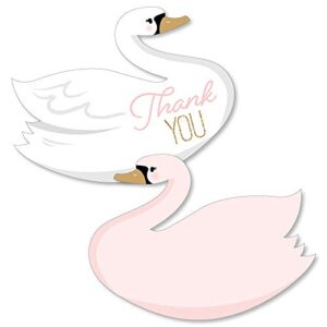 big dot of happiness swan soiree - shaped white baby shower or birthday party thank you note cards with envelopes - set of 12
