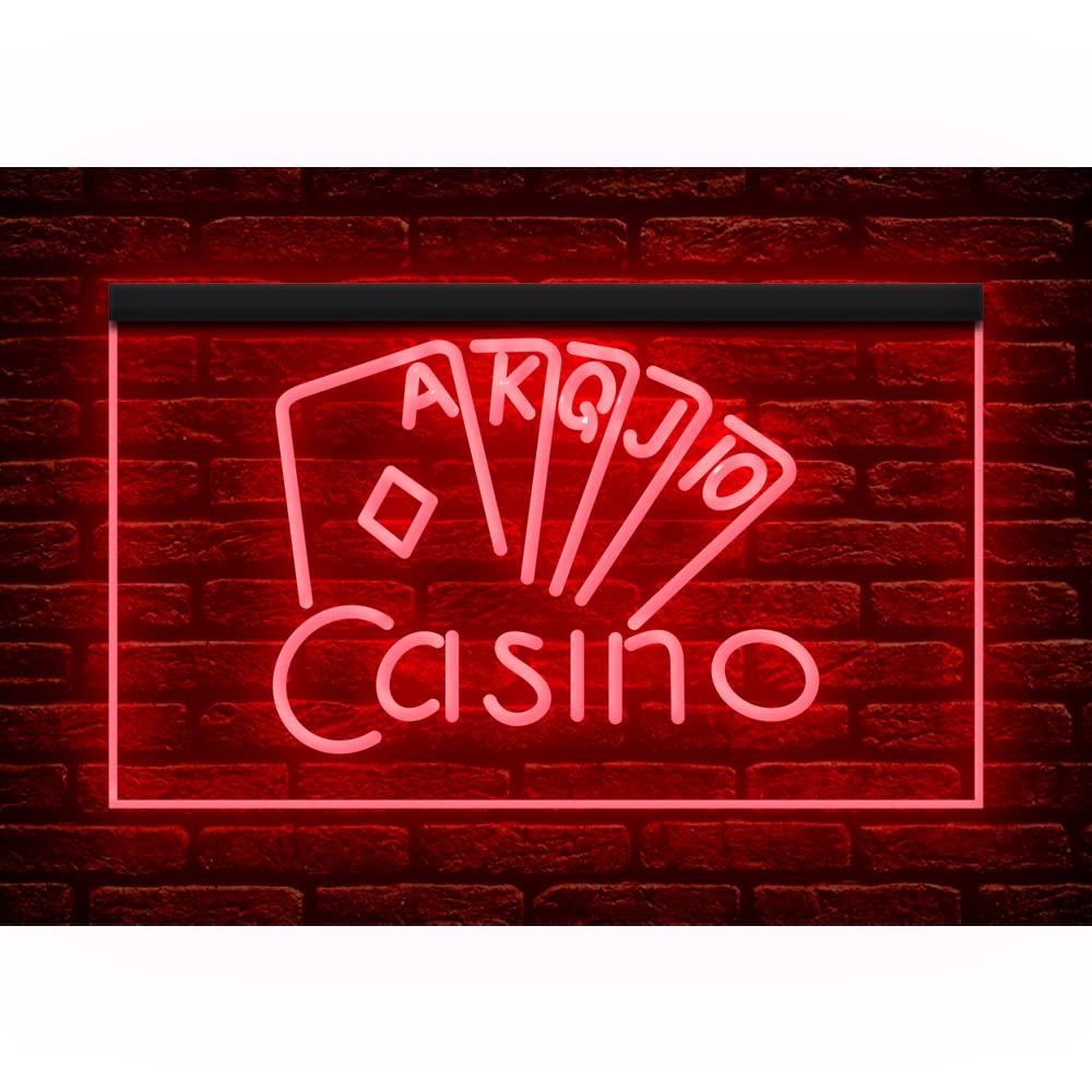 220092 Casino Poker Game Card Room Man Cave Home Decor Display LED Light Neon Sign (12" X 8", Red)