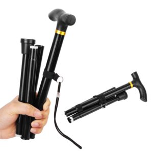 Folding Cane, Trekking Poles for Men, Women, Collapsible Walking Stick, Walking Cane with Carrying Bag, Adjustable,Lightweight, Anti Shock, Rubber Base for Hiking Camping