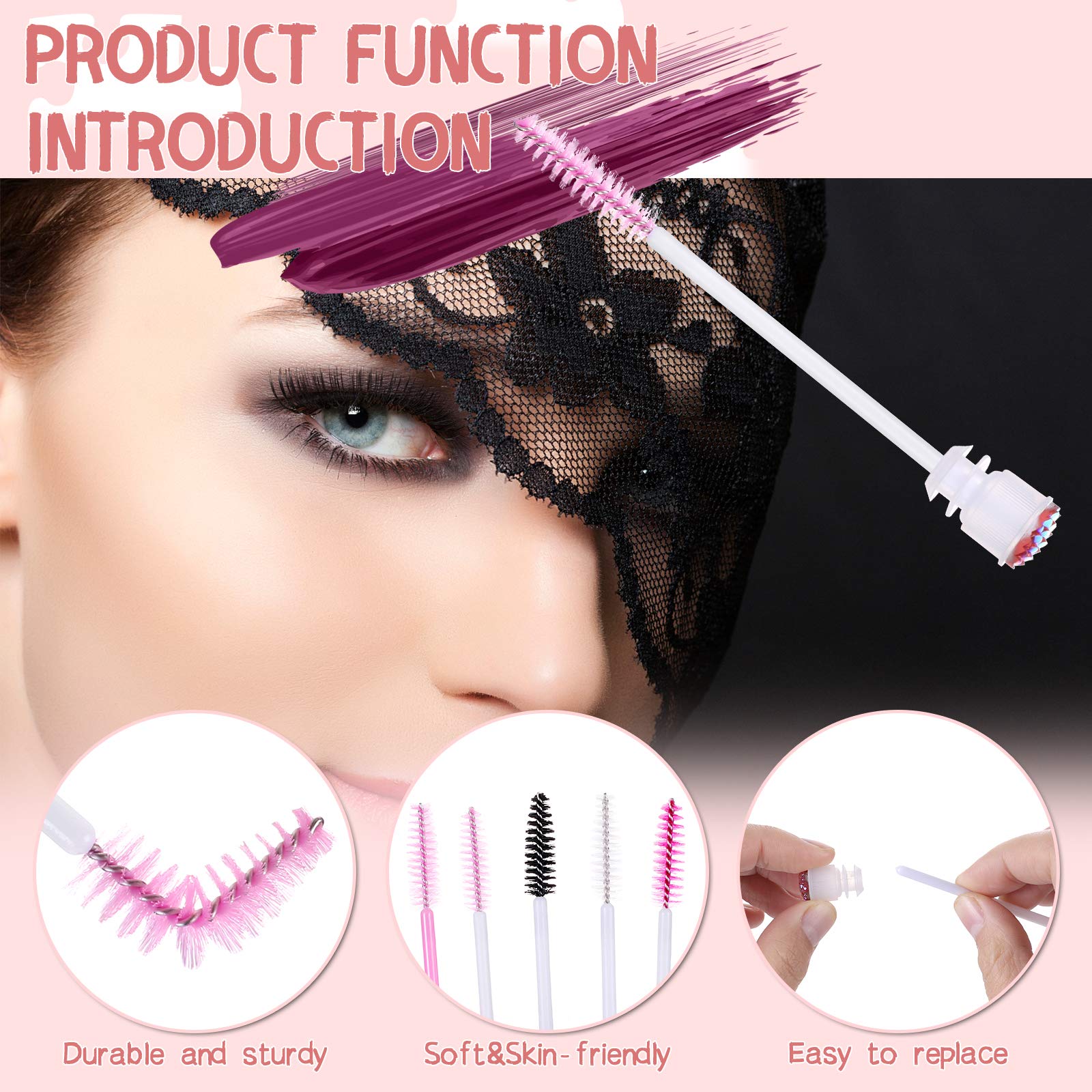 Dming 10pcs Eyelash brush Lash Wand Makeup tool Eyelash Extension supplies Cleaning brush Diamond Mascara mix color