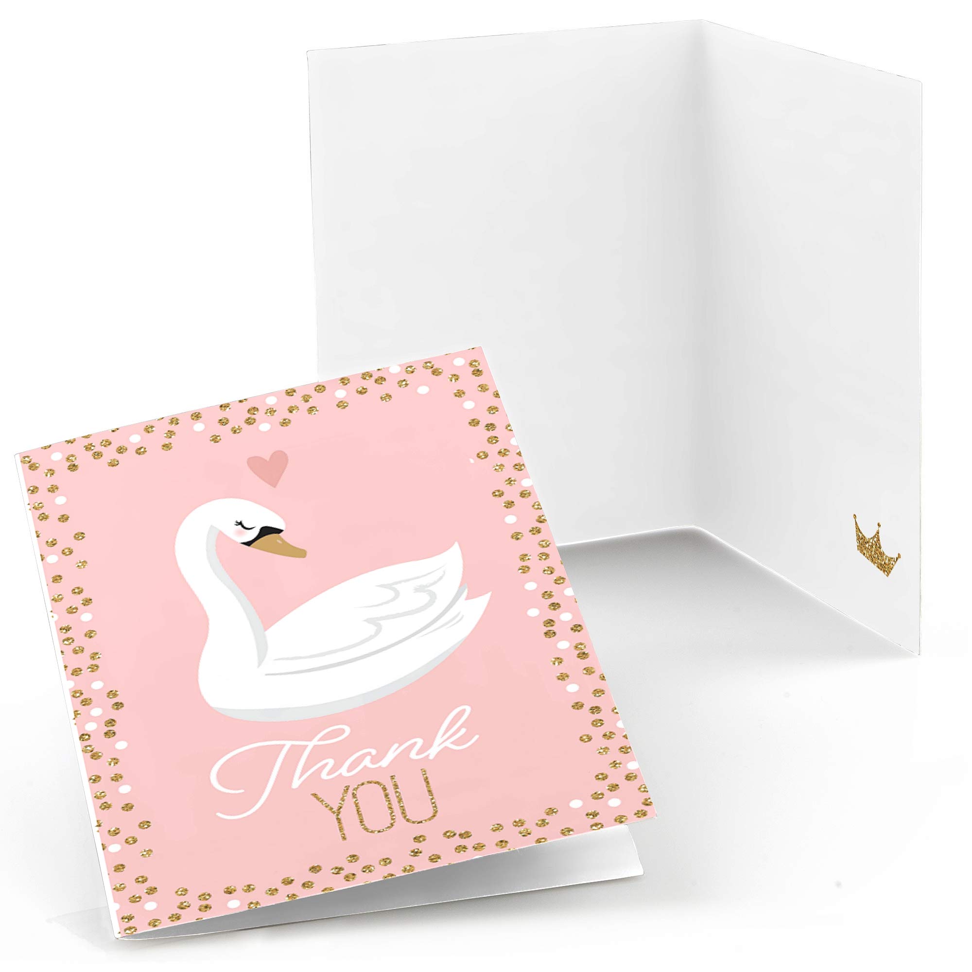 Big Dot of Happiness Swan Soiree - White Swan Baby Shower or Birthday Party Thank You Cards (8 count)