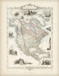 north america map print - antique home and room decor, new home wall art, geological vintage posters, classic gift for map enthusiast and cartography, choose unframed vintage poster or canvas prints