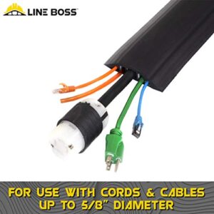 Line Boss 3-Channel Wire Hider, Cord Protector and Cable Organizer for Industrial Cable Management, 4.5 in. X 5 ft., Black, 6500-5C