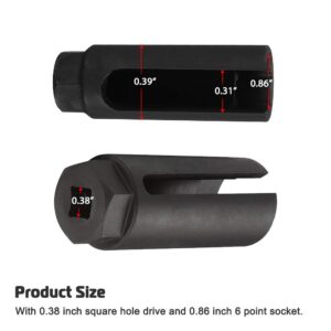 Oxygen Sensor Socket with Side Wire Cutout 3/8” Inch Drive x 7/8” (22mm) fits All Vehicle O2 Removal and Installation Offset Oxygen Sensor Socket