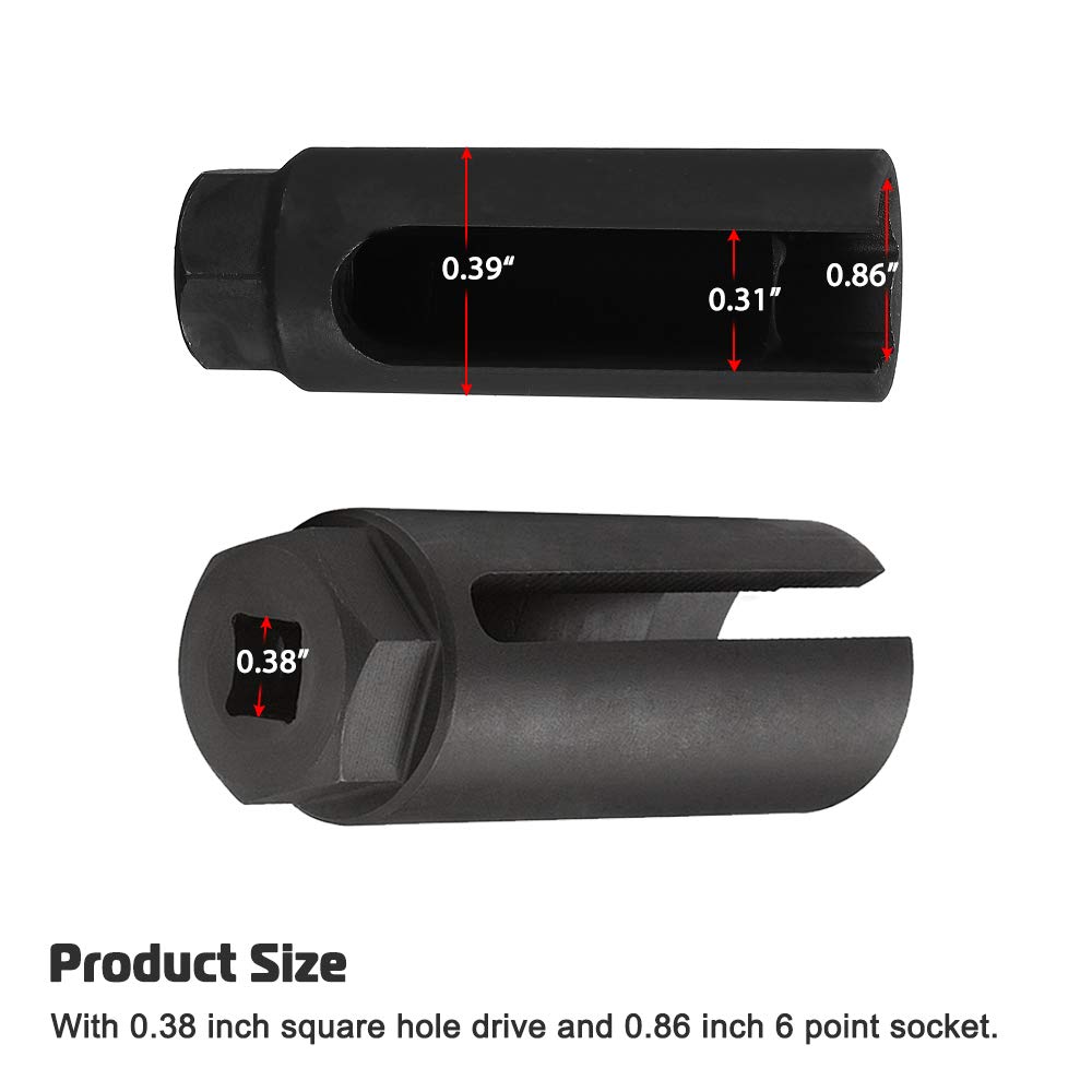 Oxygen Sensor Socket with Side Wire Cutout 3/8” Inch Drive x 7/8” (22mm) fits All Vehicle O2 Removal and Installation Offset Oxygen Sensor Socket