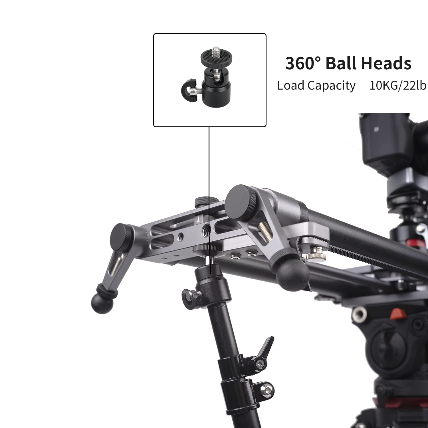 YC Onion Camera Slider Support Arm (2 Pack) with C Clamps and Ballhead in Aluminium Alloy (Black Pro)